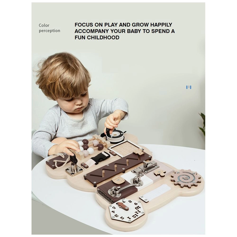 Kids Wooden Activity Busy Board - Suitable for 12 months & above