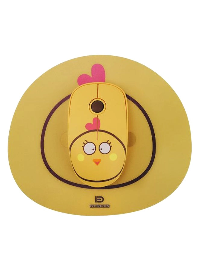 Cartoon Style Ergonomic Mouse with Mouse Mat - Wireless