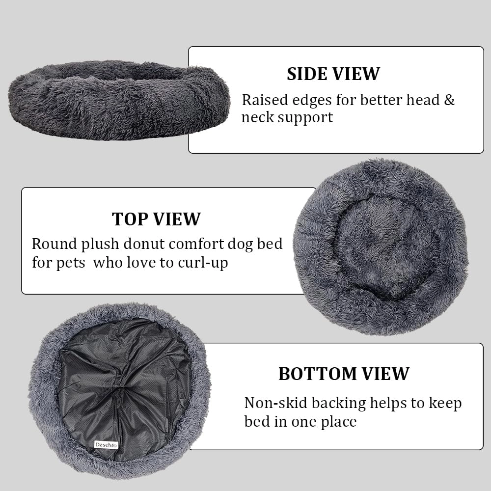 Faux Fur Round Donut Dog Bed