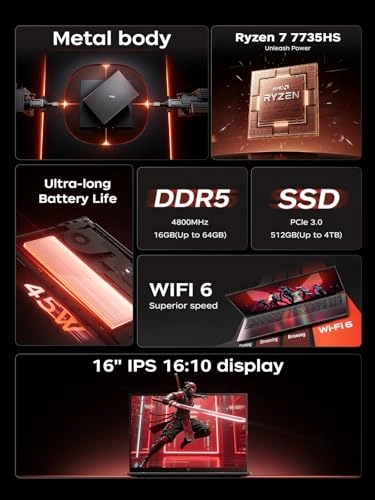 RX16 - 16'' Ryzen 7-7735HS 16GB DDR5 512GB SSD