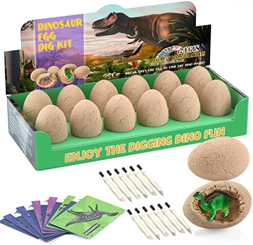Bigear Dinosaur Eggs Excavation Dig Kit - 12 pieces Archaeology Preschool Science