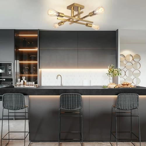 Gold Ceiling Light - 4 Lights E27