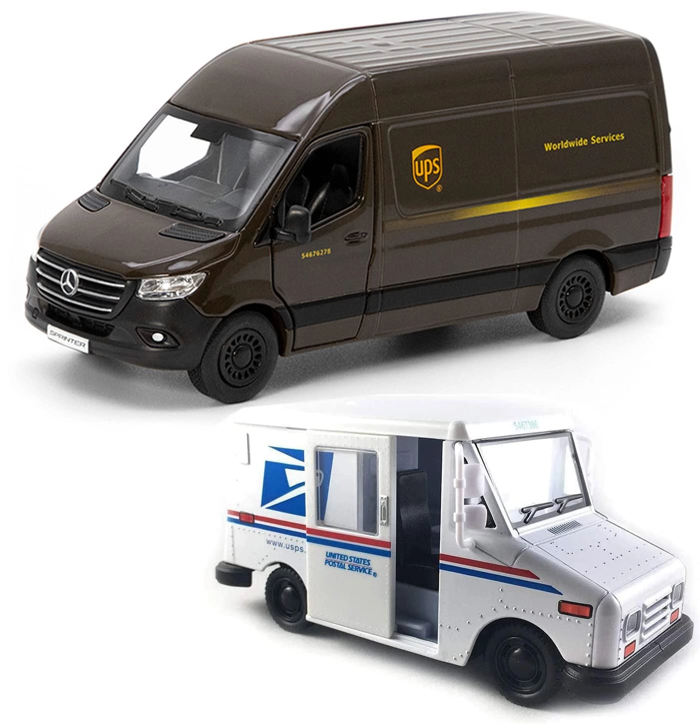 Kinsmart Mercedes-Benz Sprinter - 5 Inch + Grumman LLV - 5 Inch 2 pcs