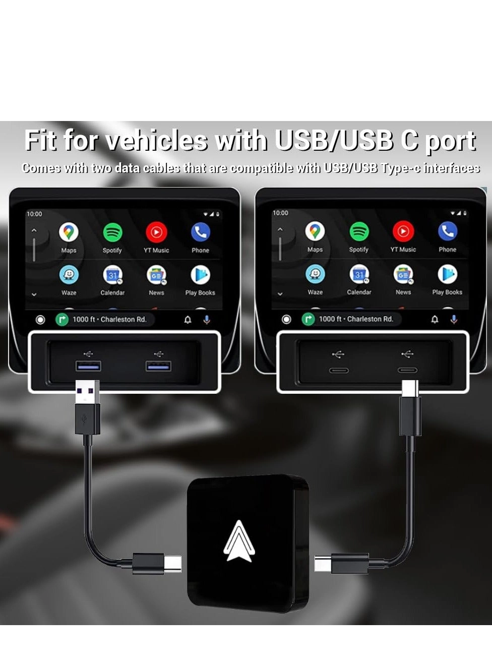Wireless Android Auto Adapter - Plug & Play USB & Type-C