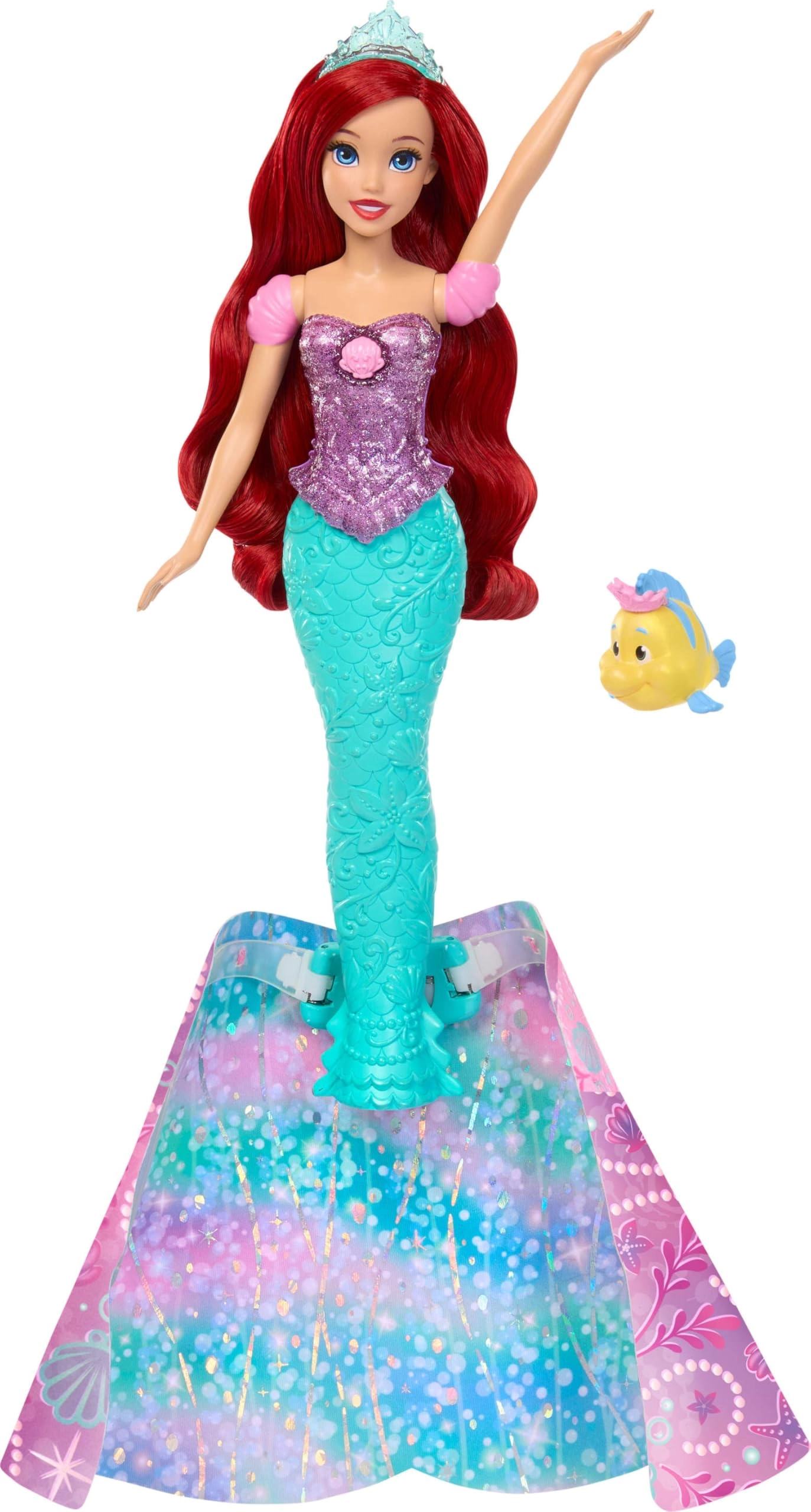 Mattel Ariel the Mermaid Fashion Doll - Transformation function Includes Fabius Figure and 2 Tiaras