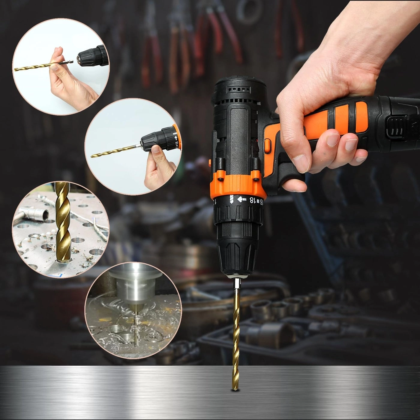 Hex Shank Drill Bit Set - Titanium Coating 16Pcs 1/8""