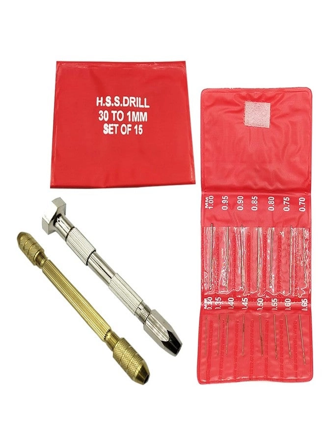 Micro HSS High-Speed Steel Drill Bit Set - 15pcs 0.3mm-1.0mm