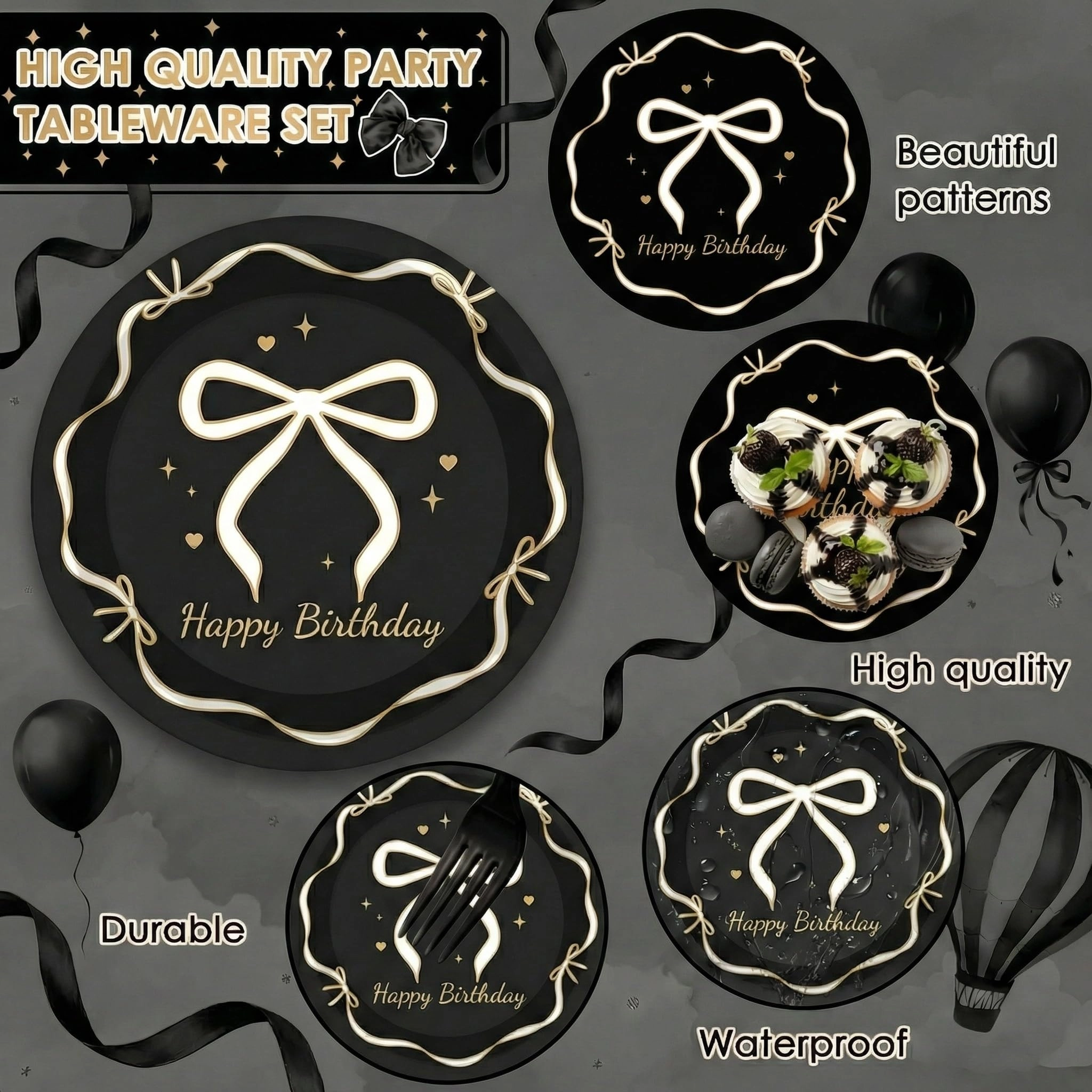 Happy Birthday Party Decorations Tableware Set - 96 Pcs
