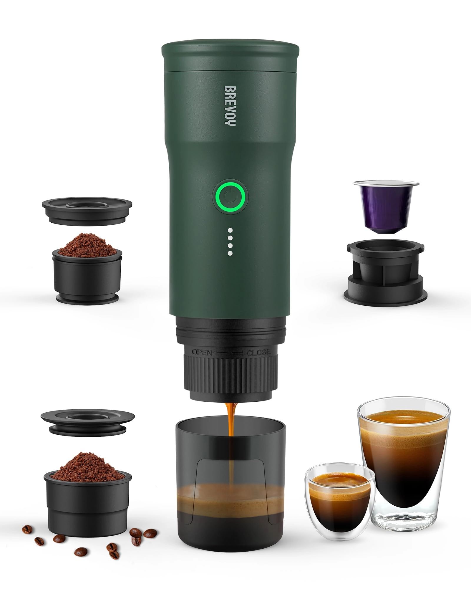 BREVOY Portable Electric Espresso Machine - 20 Bar 9000mAh Battery