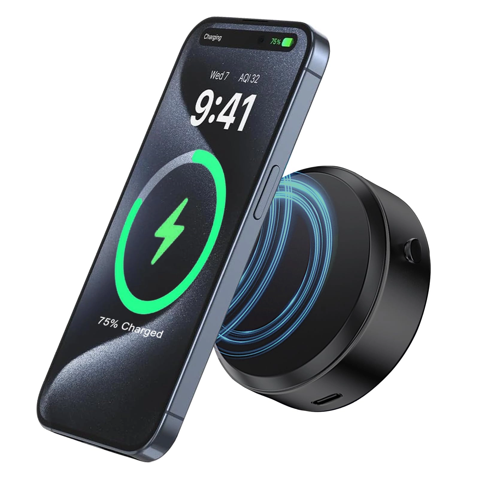 Jkoailiwi 15W Car Electric Suction Cup Magnetic Wireless Charger Phone Holder
