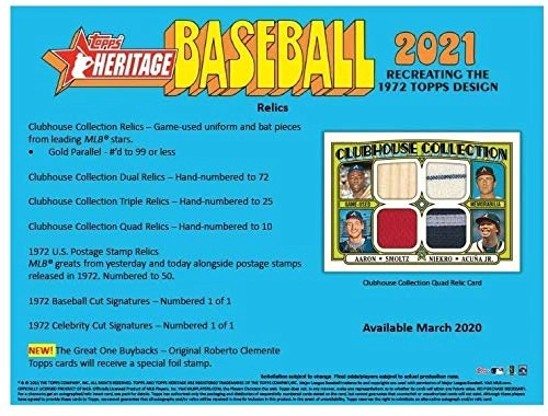 2021 Heritage Baseball Blaster Box - 72pcs