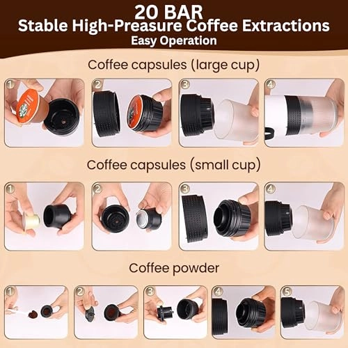 Portable Espresso Maker - 80 Milliliters Ground Coffee Original Capsules Dolce Gusto Pods