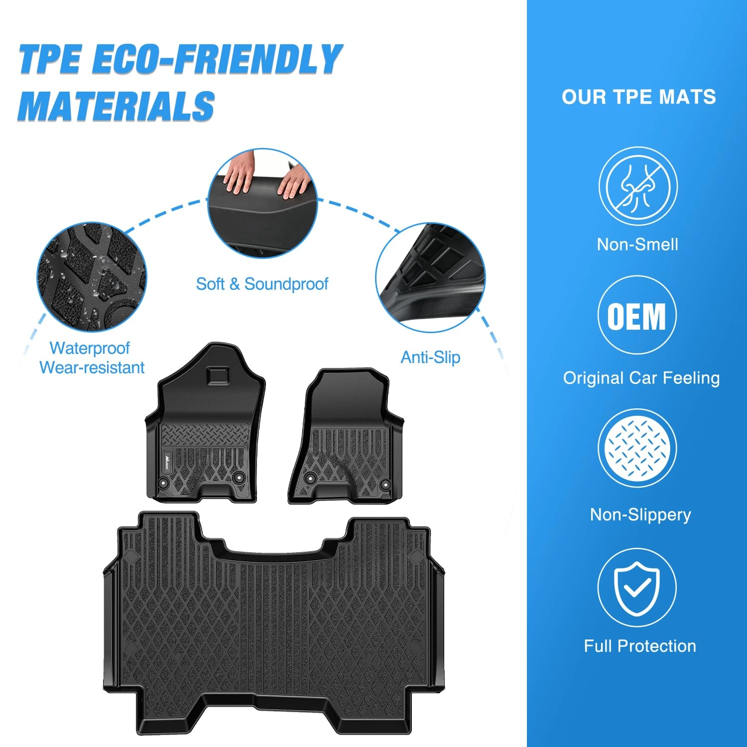 TPE Floor Mats - Dodge Ram 1500 New Body Crew Cab 2019-2024 Rear Storage Box