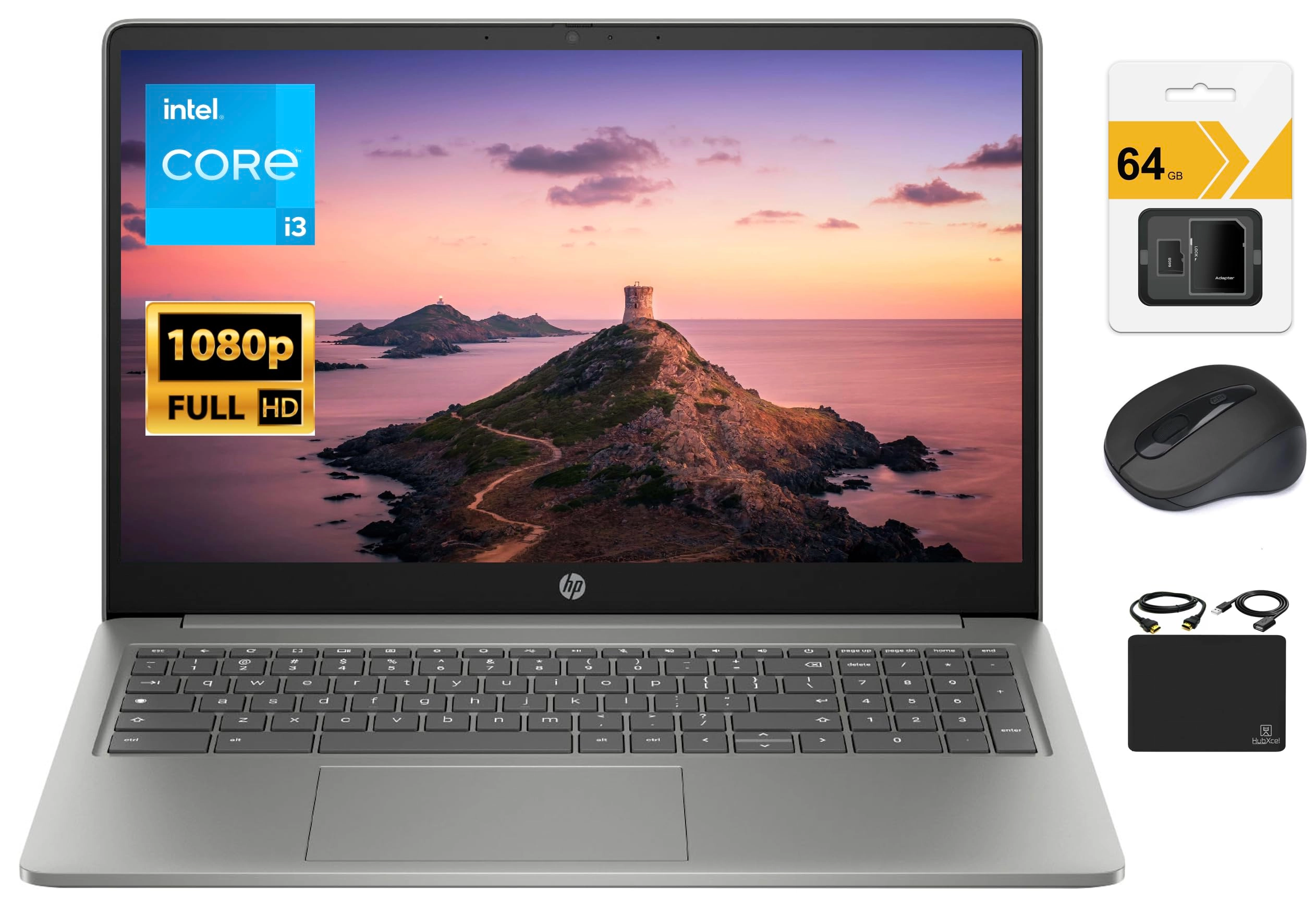 HP 2023 Flagship Chromebook - 15.6'' Core i3-N305 8GB DDR5 128GB UFS