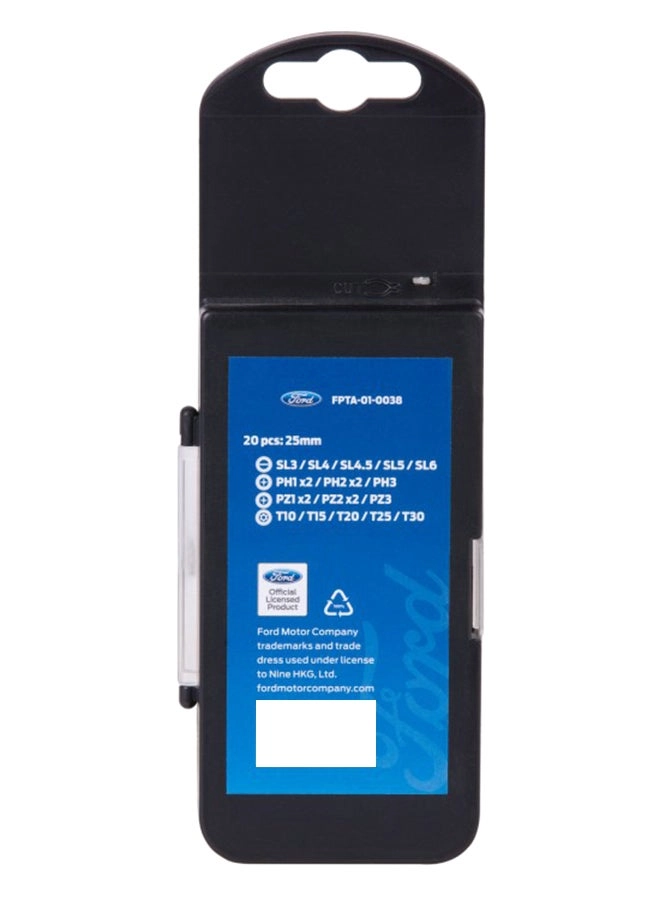 Screw Driving Bits Case - 20-Piece Silver S2 Steel