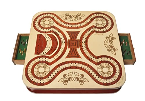 Continuous 4 Track Cribbage Board - Blood Wood Maple Wood