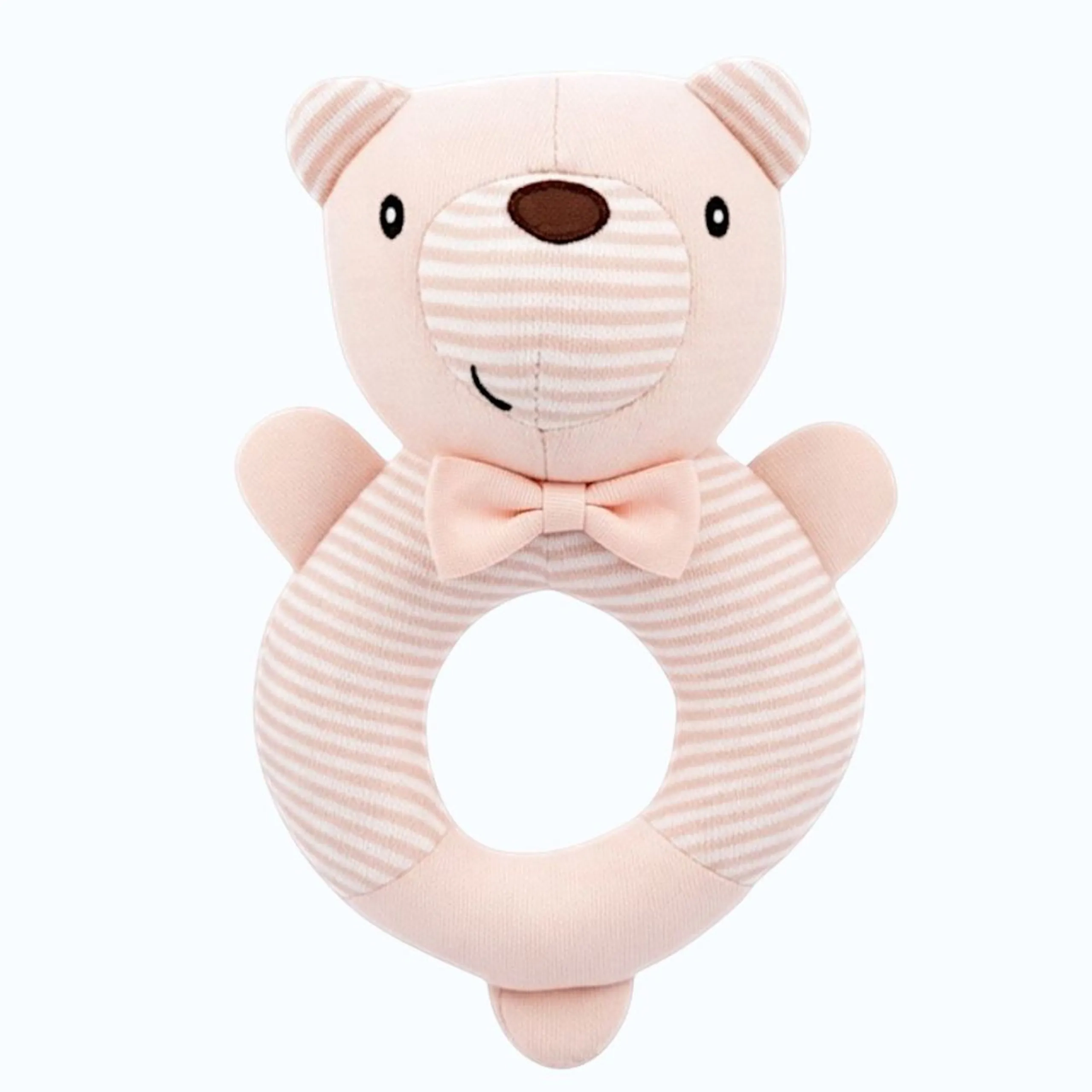 Kinder Valley Tiny Bear Ring Rattle - Suitable for Newborn to 12 months Teething-Friendly Soft Fabric