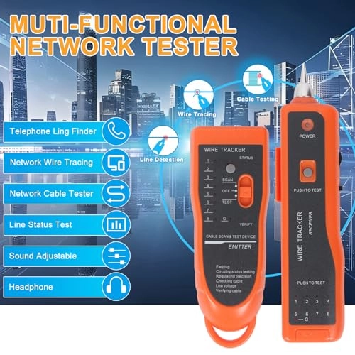 Ethernet Network Cable Tester - RJ11 RJ45 + Network Wire Stripper Toolkit - 2 Orange