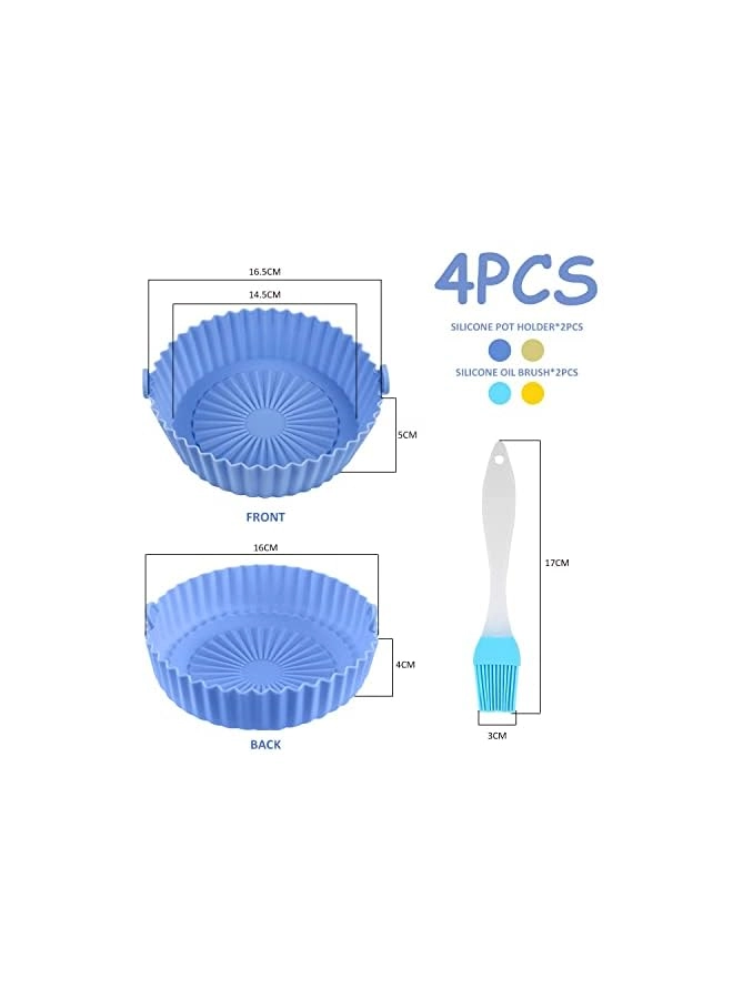 Air Fryer Silicone Pot + Silicone Brush + Reusable Non-Stick Round Air Fryer Basket + Fryer Liner Insulating Pad