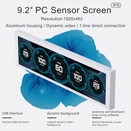 LCD Screen Inside PC Case - 9.2inch lcd screen inside pc case 9.2 Inches 1920 x 462