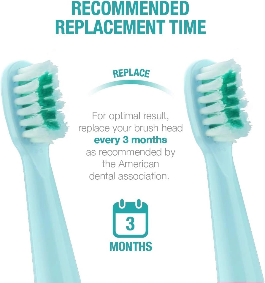 Sonic Kids Electric Toothbrush Replacement Heads - 7X More Plaque Removal Pink 4 Pack