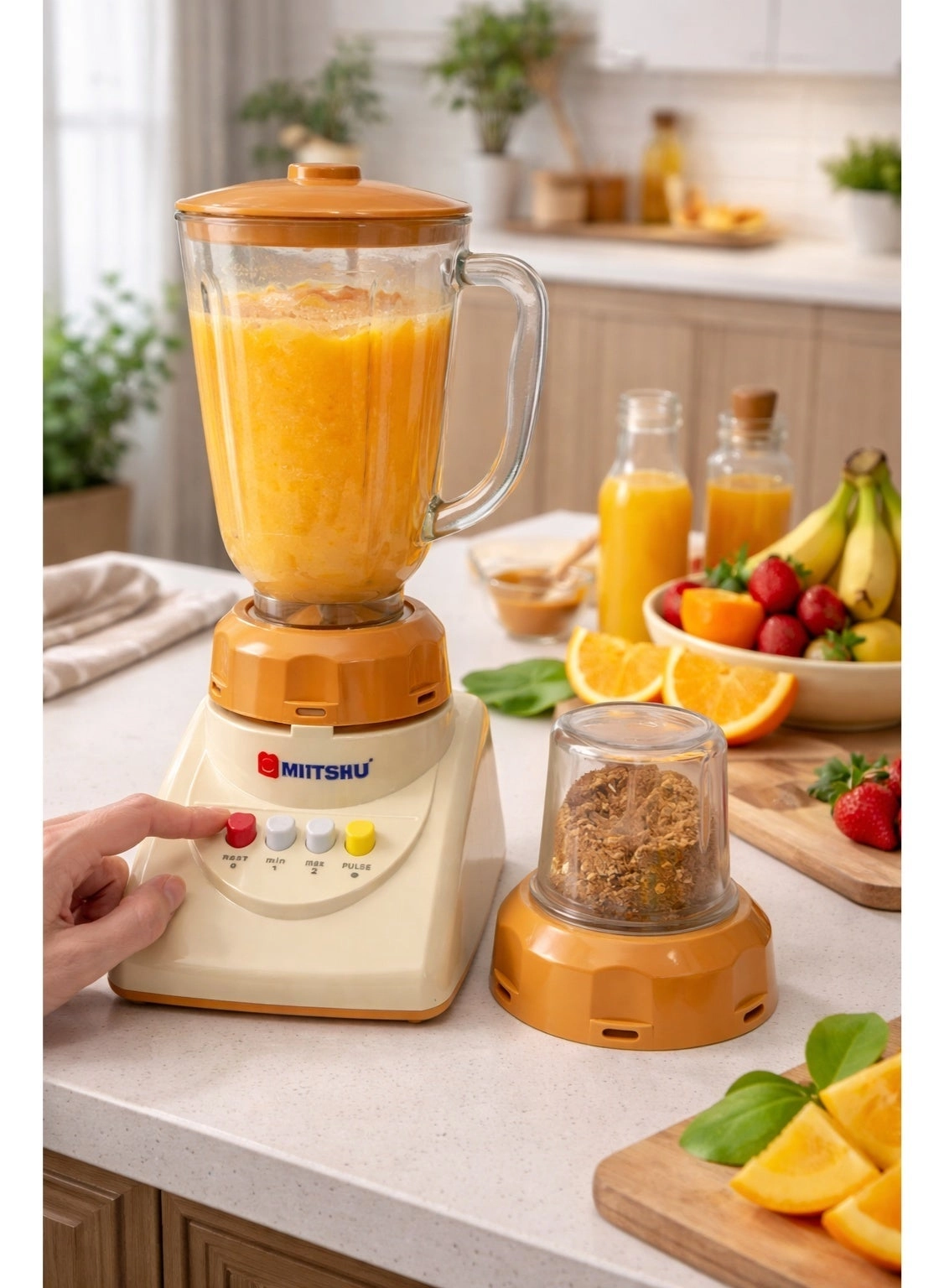 MITSHU MBL-2005 - Blender with Grinder 2-in-1 Commercial-Grade