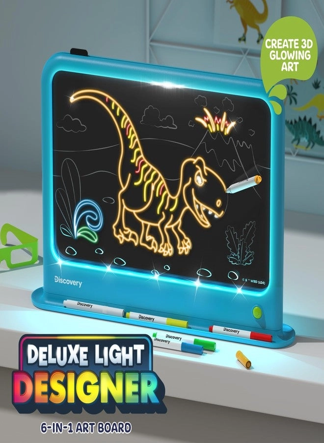 Deluxe Light Designer Art Board - 3D Glasses 6 Washable Markers Templates 12 Light Modes