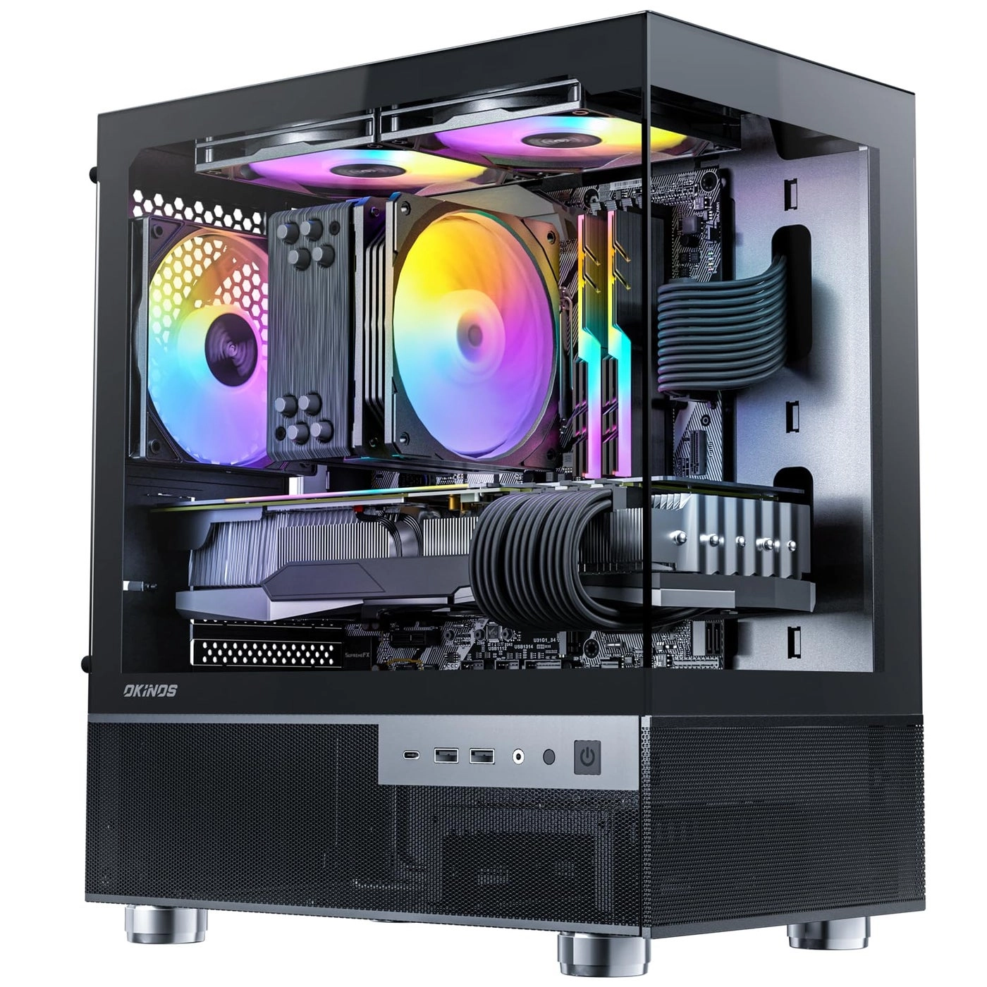 Okinos Aqua 3 - Panoramic View Tempered Glass Side Panel Micro ATX