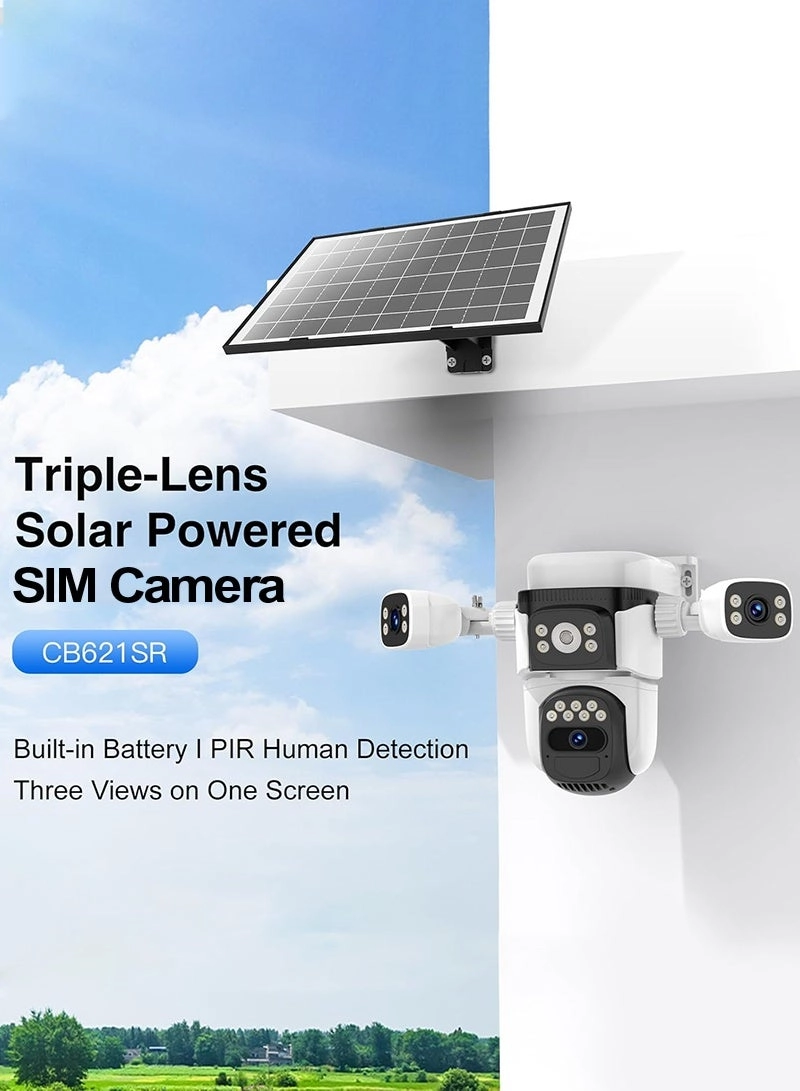 Triple Lens SIM PTZ Security Camera 2K