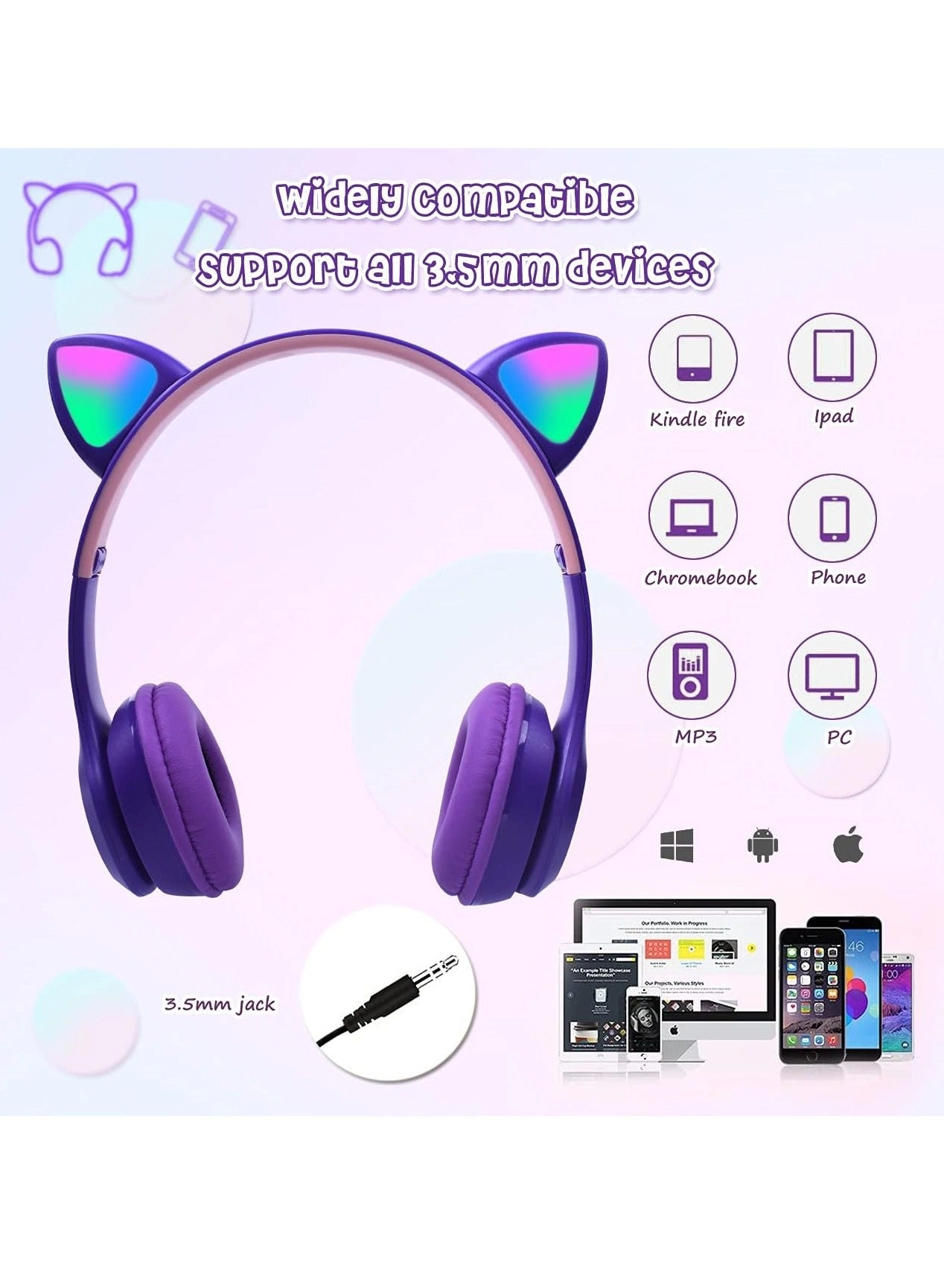 Cat Ear LED Wireless Headphone