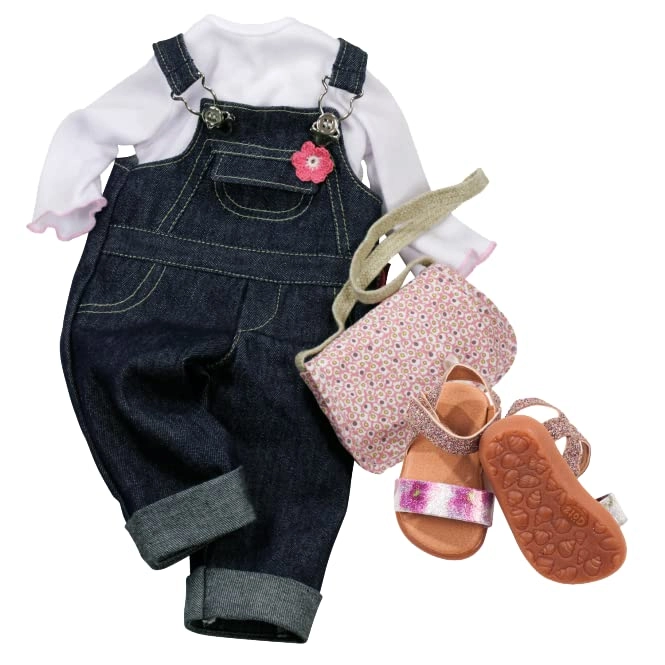 Hannah Poseable Doll - 19.5" Long Black Hair Extra Outfit (Denim Overalls, Shirt & Sandals)