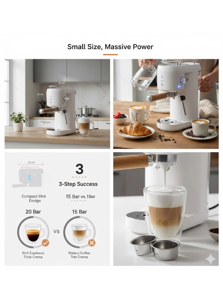 20 Bar Espresso Machine - Automatic Milk Frother Compact