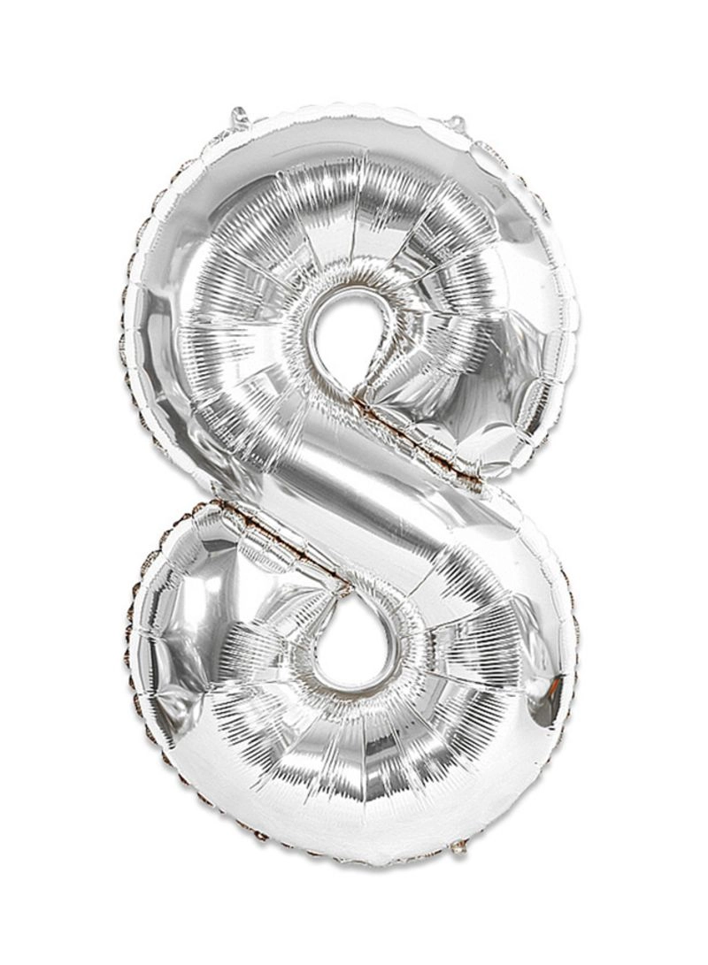 Party Time Trading LLC COLOR NUMBER BALLOONS - 40 INCH Silver NUMBER 8