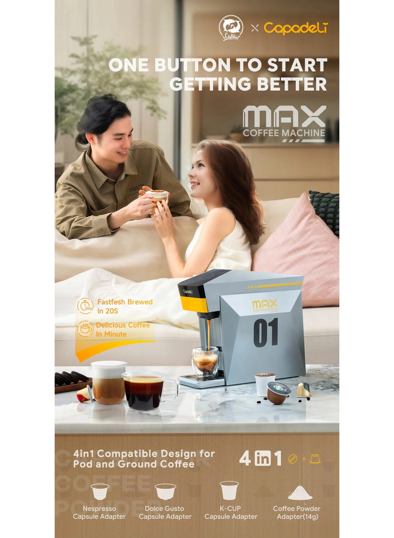 01 - Multi-capsule compatible Nespresso Dolce Gusto K-Cup Ground