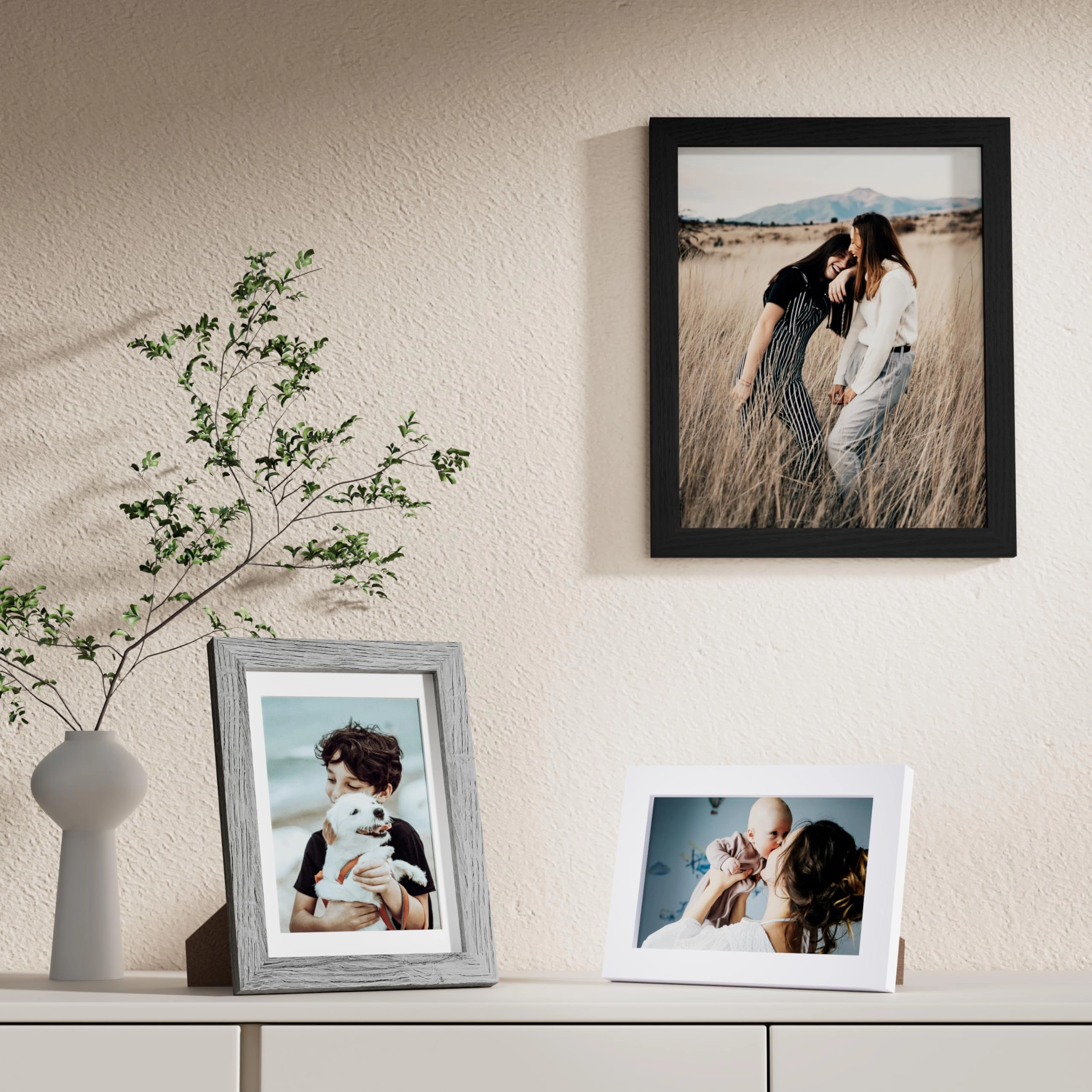 Picture Frames Set - 10 Pack Rustic Grey