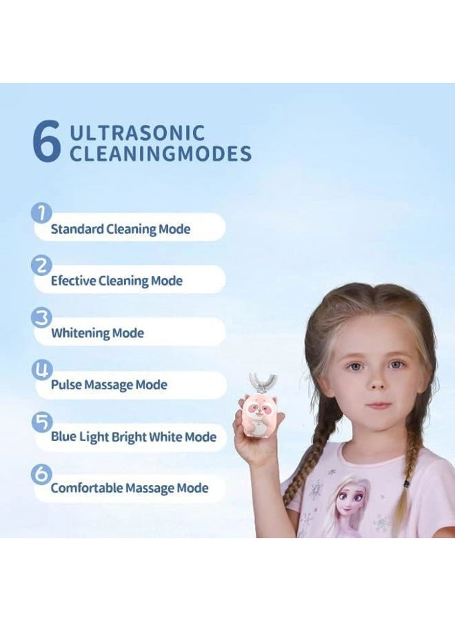 Kids Electric Toothbrushes u Shaped - Rechargeable 2 Mins Timer 6 Modes