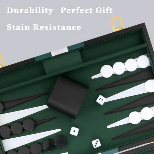 Backgammon Set - 18in Black Leather