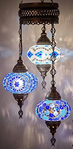 3-Globe Mosaic Ceiling Chandelier