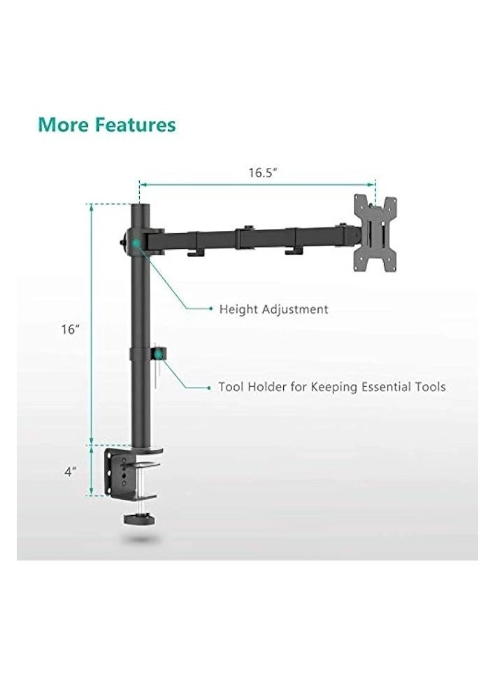 Monitor Mount Arm - Single 20 to 32 inches 75x75mm and 100x100mm