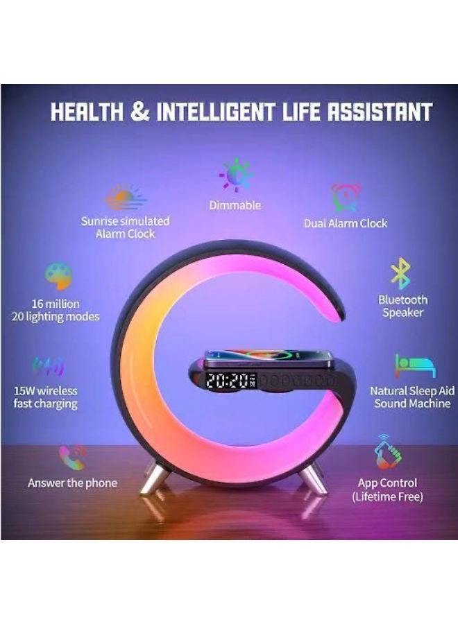 Wireless Charger Atmosphere Lamp - 4-in-1 Bluetooth Speaker Dimmable Night Light