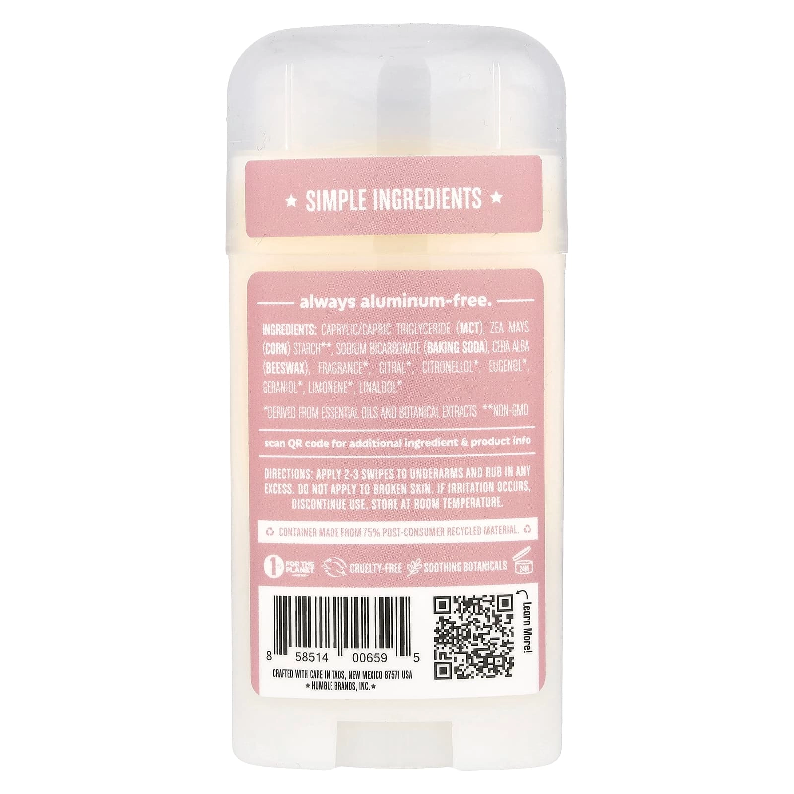 Aluminum-Free Deodorant - Moroccan Rose 2.5 oz (70 g)