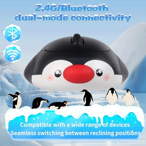 Cute Penguin Bluetooth Wireless Mouse - USB