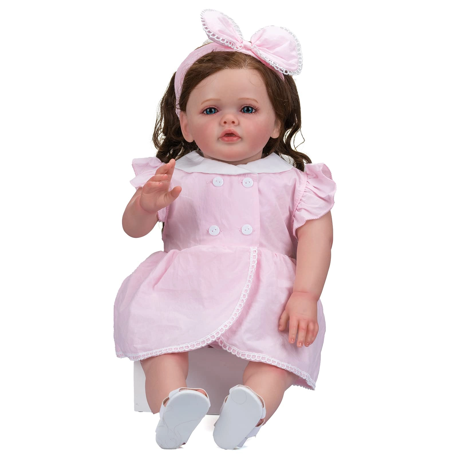 Enjoy with Love Betty Reborn Baby Doll - 24 Inches Silicone Vinyl Brown Eyes