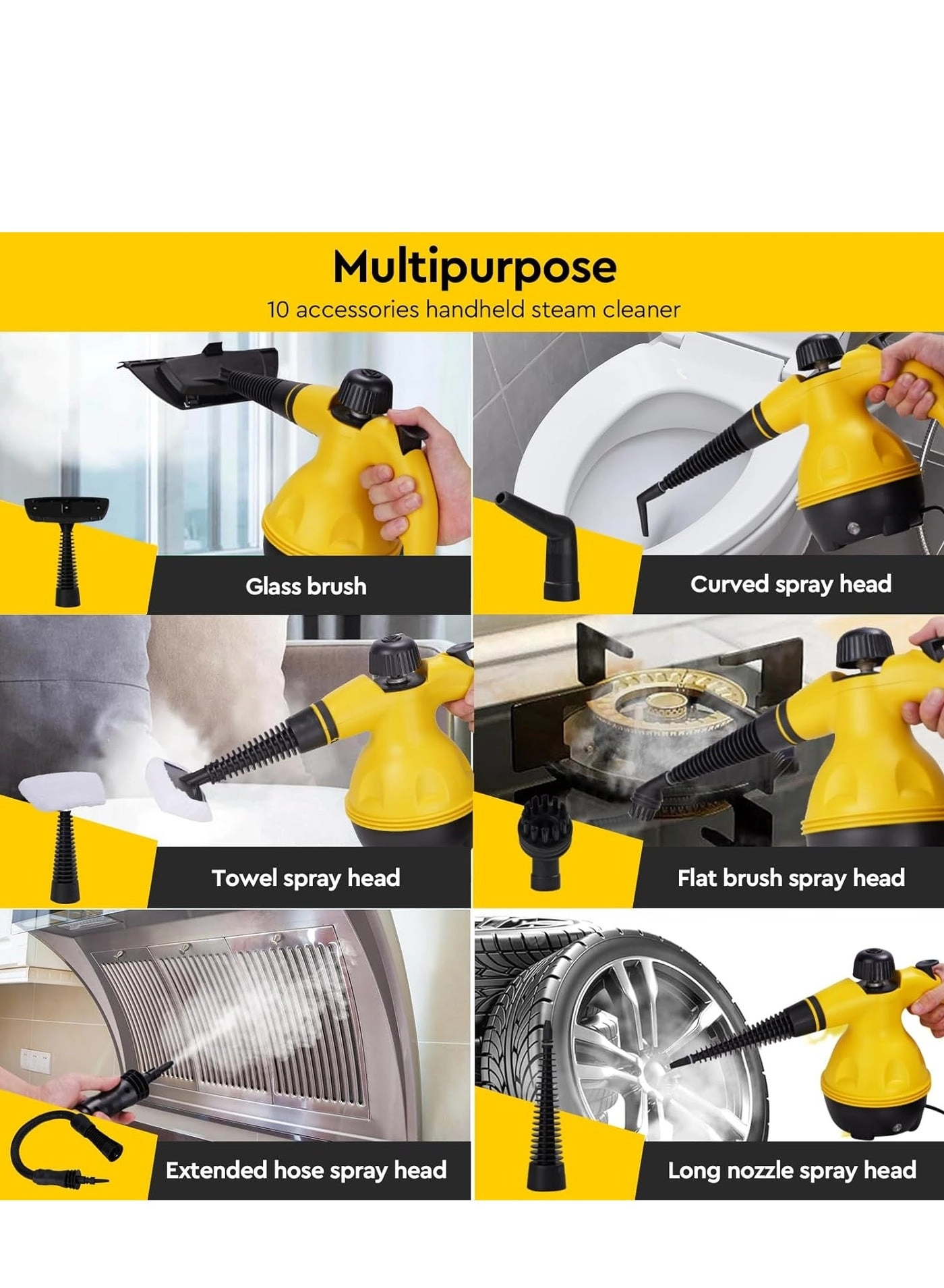 Handheld Pressurized Steam Cleaner - 900-1050W 220°F-230°F