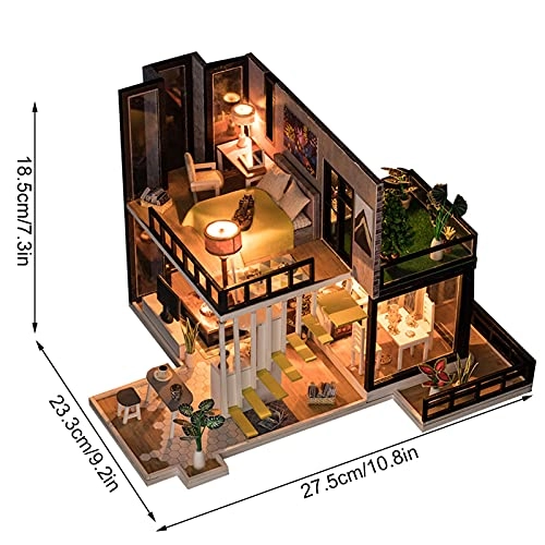 Miniature Dollhouse - Composite Wood 27.5 x 23.3 x 18.5cm