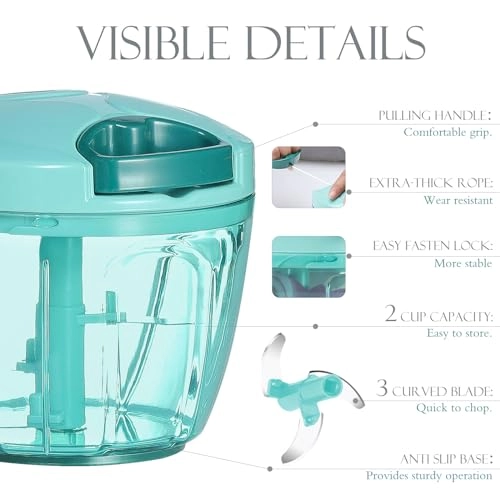 Manual Food Processor - 16.9 Fluid Ounces three blades