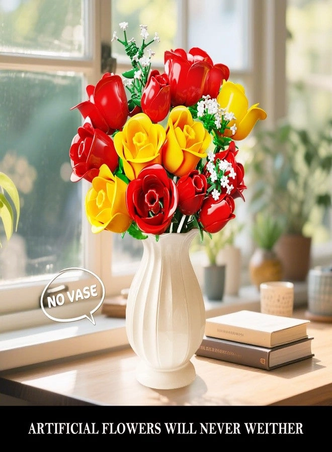 Flowers Bouquet Building Set - 16 Roses 387PCS YELLOW