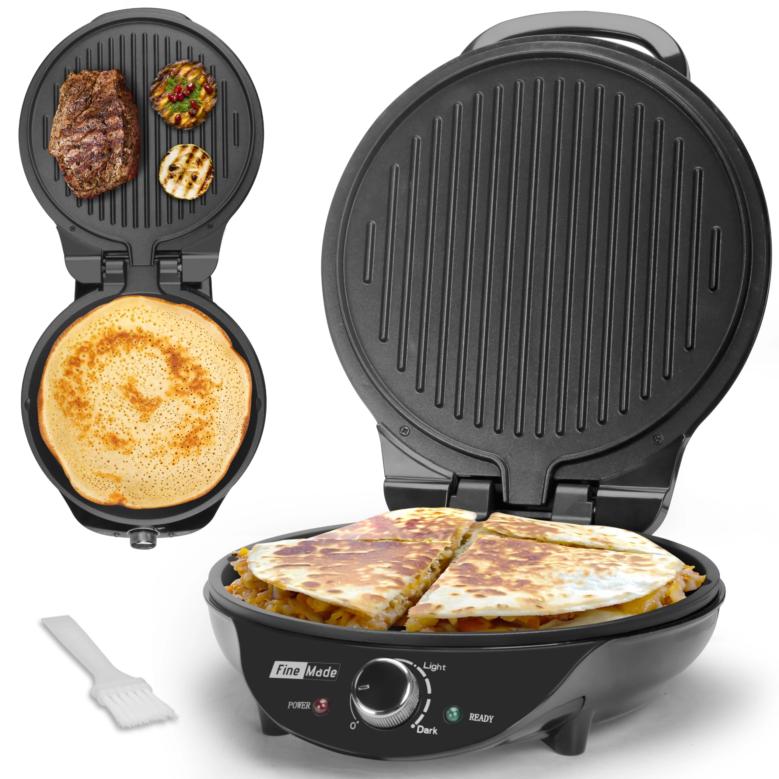 FineMade Electric Griddle - 10 Inch Nonstick 1400W