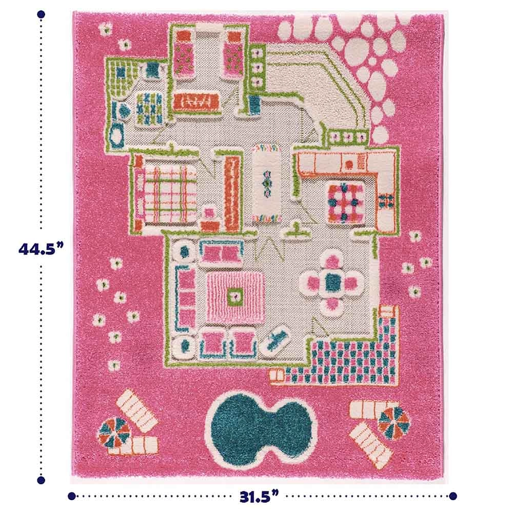 Playhouse Pink Design Educational 3D Carpet Playmat