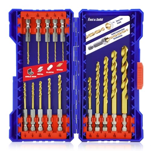 JEFE HEX Hex Shank Drill Bit Set - HSS Titanium 15 pieces from 116 to 38